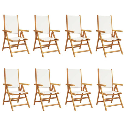 Reclining Garden Chairs 8 pcs Cream White Fabric and Solid Wood