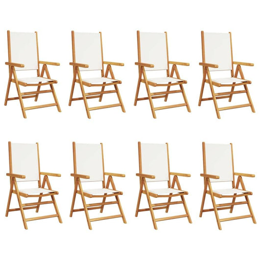 Reclining Garden Chairs 8 pcs Cream White Fabric and Solid Wood