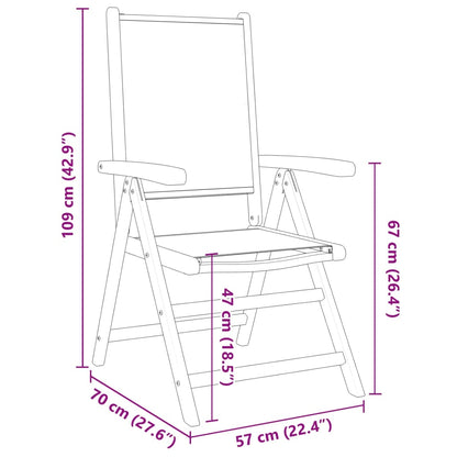 Reclining Garden Chairs 8 pcs Cream White Fabric and Solid Wood