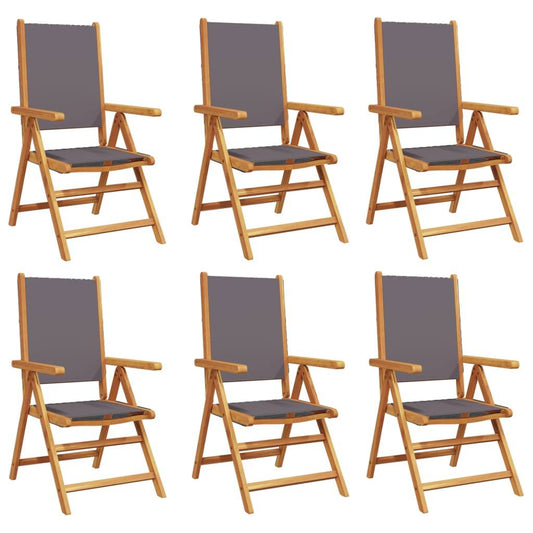 Reclining Garden Chairs 6 pcs Anthracite Fabric and Solid Wood