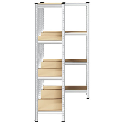 4-Layer Storage Shelves 3 pcs Silver Steel&Engineered Wood