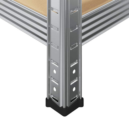 4-Layer Storage Shelves 3 pcs Silver Steel&Engineered Wood