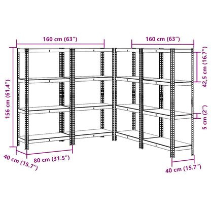 4-Layer Storage Shelves 4 pcs Silver Steel&Engineered Wood