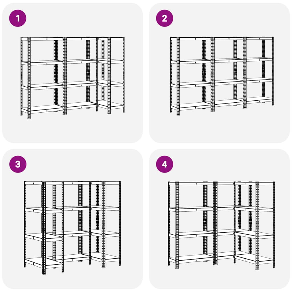 4-Layer Storage Shelves 3 pcs Blue Steel&Engineered Wood