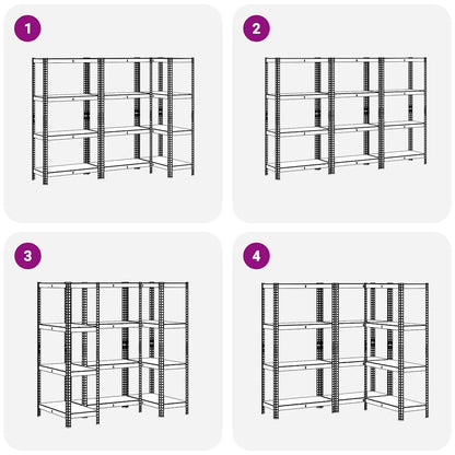 4-Layer Storage Shelves 3 pcs Blue Steel&Engineered Wood