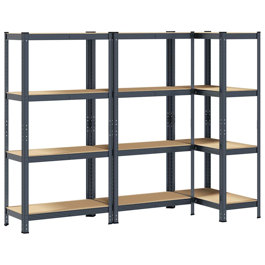 4-Layer Storage Shelves 3 pcs Anthracite Steel&Engineered Wood