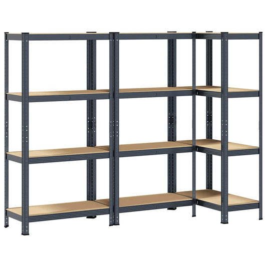 4-Layer Storage Shelves 3 pcs Anthracite Steel&Engineered Wood