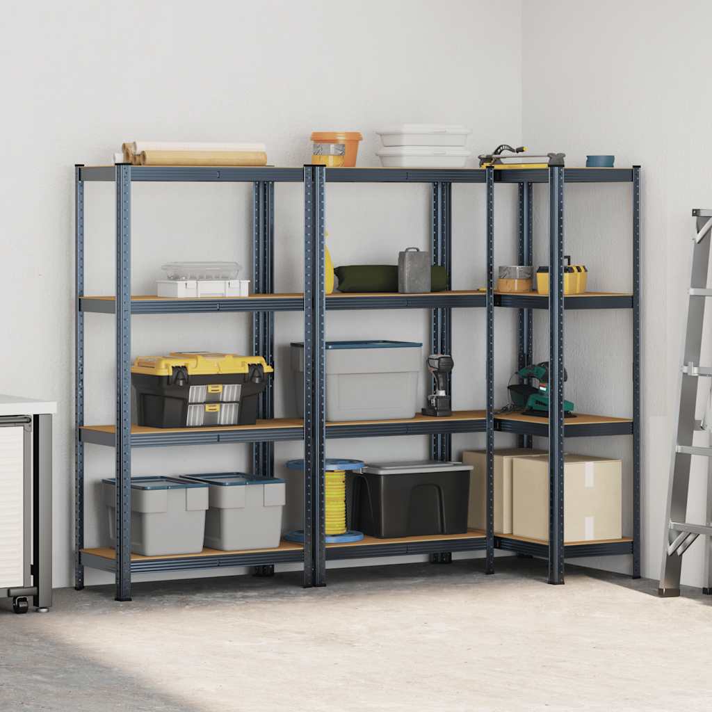 4-Layer Storage Shelves 3 pcs Anthracite Steel&Engineered Wood