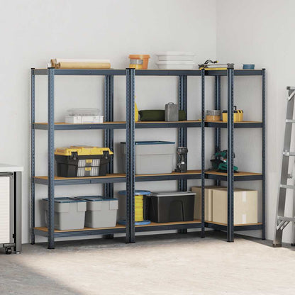 4-Layer Storage Shelves 3 pcs Anthracite Steel&Engineered Wood