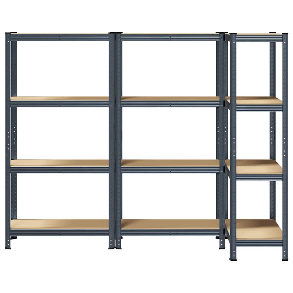 4-Layer Storage Shelves 3 pcs Anthracite Steel&Engineered Wood