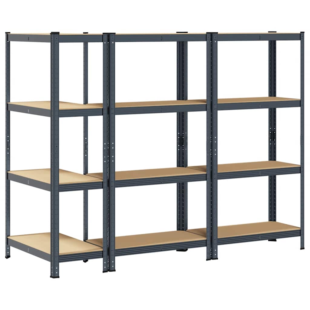 4-Layer Storage Shelves 3 pcs Anthracite Steel&Engineered Wood