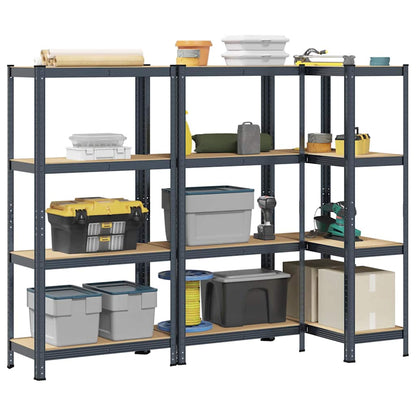 4-Layer Storage Shelves 3 pcs Anthracite Steel&Engineered Wood