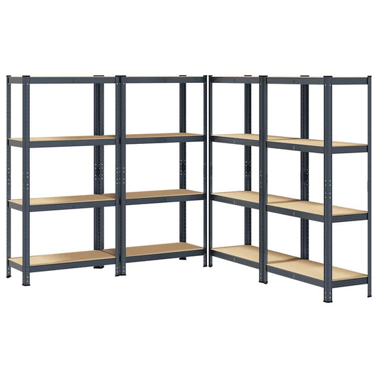4-Layer Storage Shelves 4 pcs Anthracite Steel&Engineered Wood