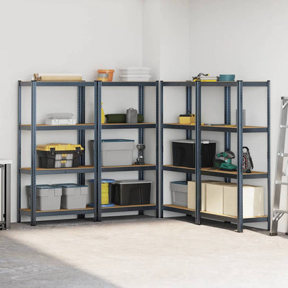 4-Layer Storage Shelves 4 pcs Anthracite Steel&Engineered Wood