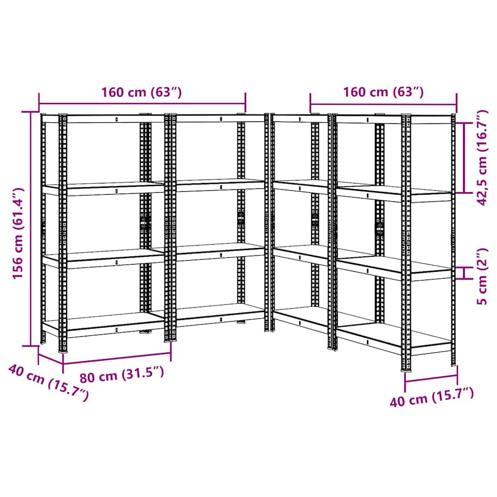 4-Layer Storage Shelves 4 pcs Anthracite Steel&Engineered Wood