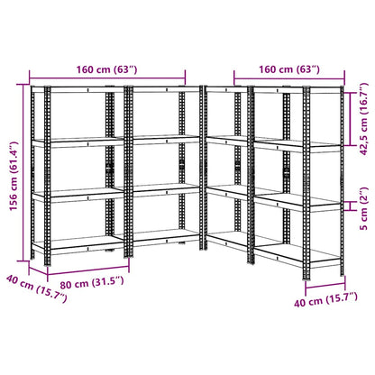 4-Layer Storage Shelves 4 pcs Anthracite Steel&Engineered Wood