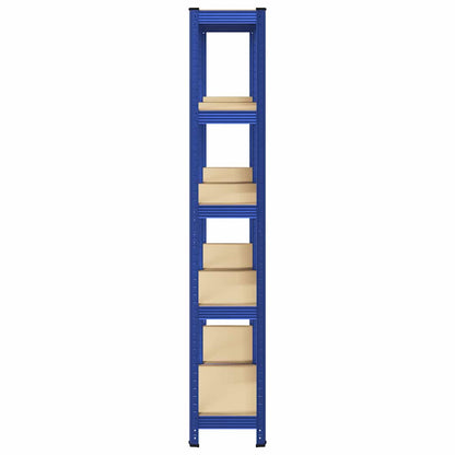 5-Layer Storage Shelves 2 pcs Blue Steel&Engineered Wood