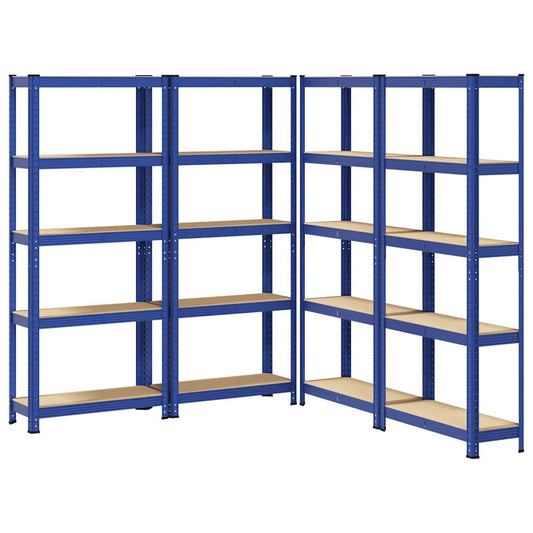 5-Layer Storage Shelves 4 pcs Blue Steel&Engineered Wood