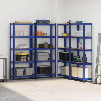 5-Layer Storage Shelves 4 pcs Blue Steel&Engineered Wood