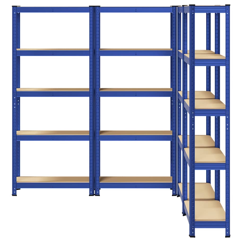 5-Layer Storage Shelves 4 pcs Blue Steel&Engineered Wood