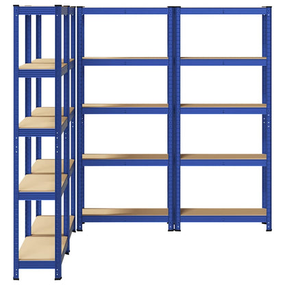 5-Layer Storage Shelves 4 pcs Blue Steel&Engineered Wood
