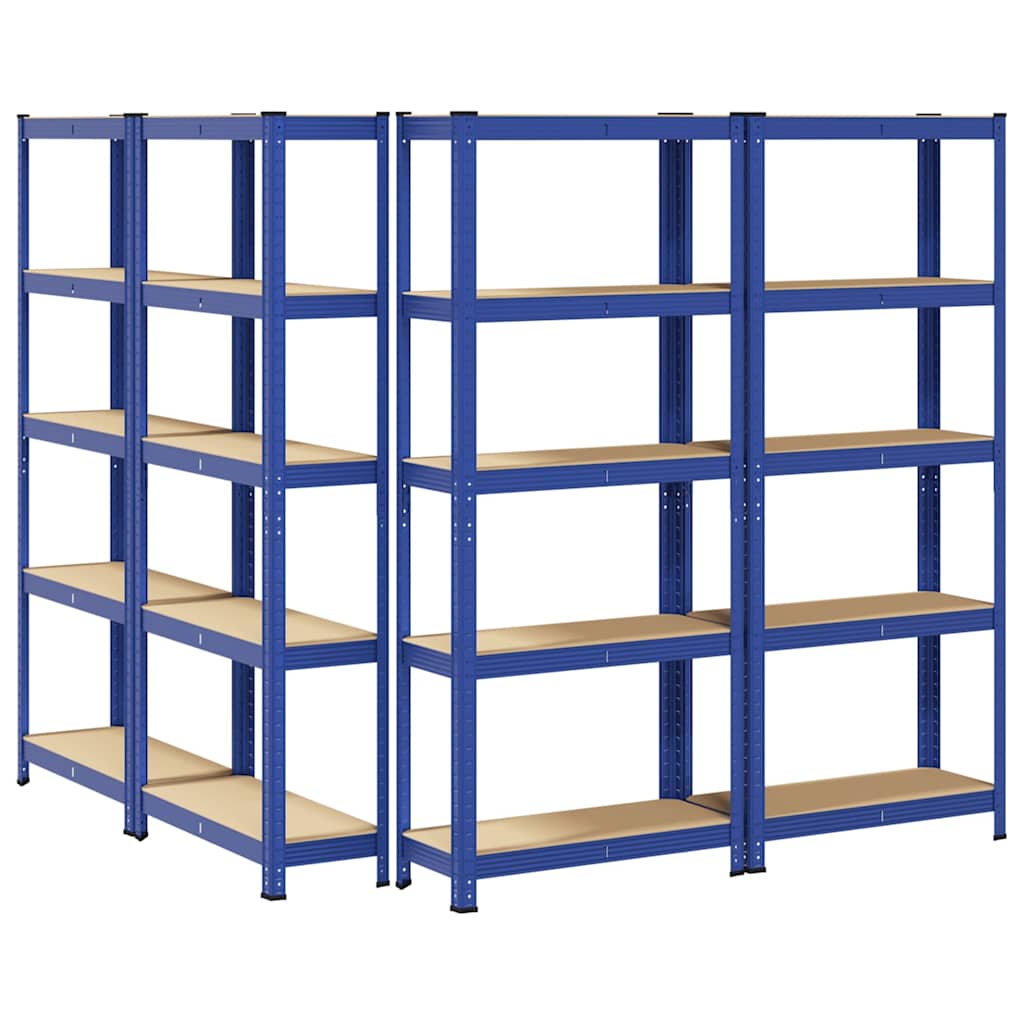 5-Layer Storage Shelves 4 pcs Blue Steel&Engineered Wood