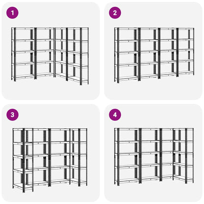5-Layer Storage Shelves 4 pcs Blue Steel&Engineered Wood