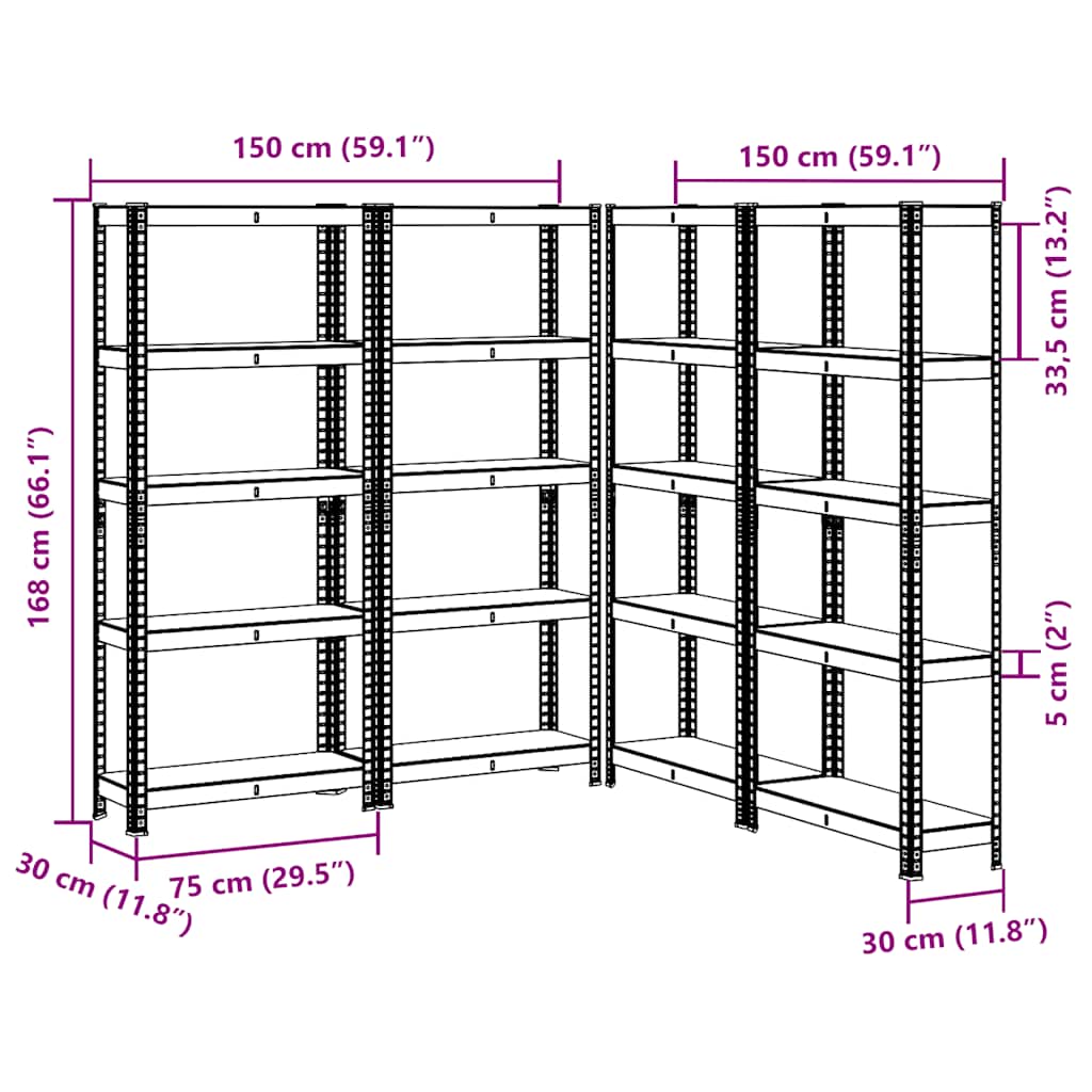 5-Layer Storage Shelves 4 pcs Blue Steel&Engineered Wood