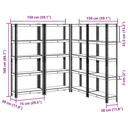 5-Layer Storage Shelves 4 pcs Blue Steel&Engineered Wood