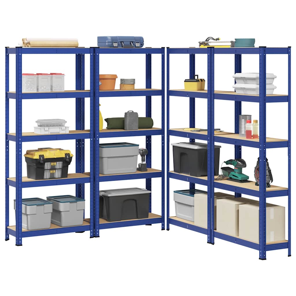 5-Layer Storage Shelves 4 pcs Blue Steel&Engineered Wood