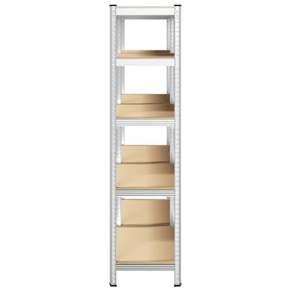 5-Layer Heavy-duty Shelves 2 pcs Silver Steel&Engineered Wood