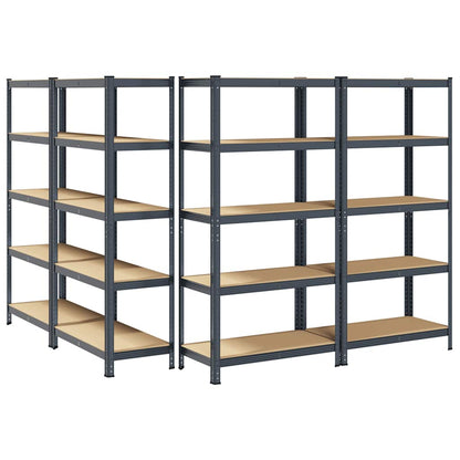 5-Layer Heavy-duty Shelves 4 pcs Anthracite Steel&Engineered Wood
