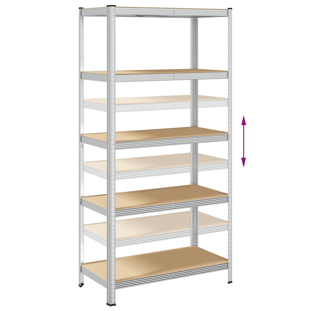 5-Layer Storage Shelves 2 pcs Silver Steel&Engineered Wood