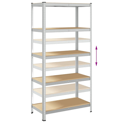 5-Layer Storage Shelves 2 pcs Silver Steel&Engineered Wood