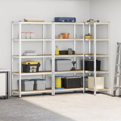 5-Layer Storage Shelves 3 pcs Silver Steel&Engineered Wood