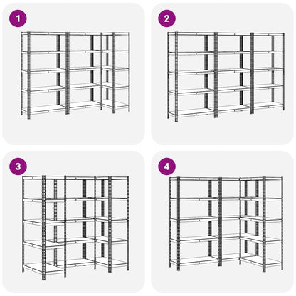 5-Layer Storage Shelves 3 pcs Silver Steel&Engineered Wood