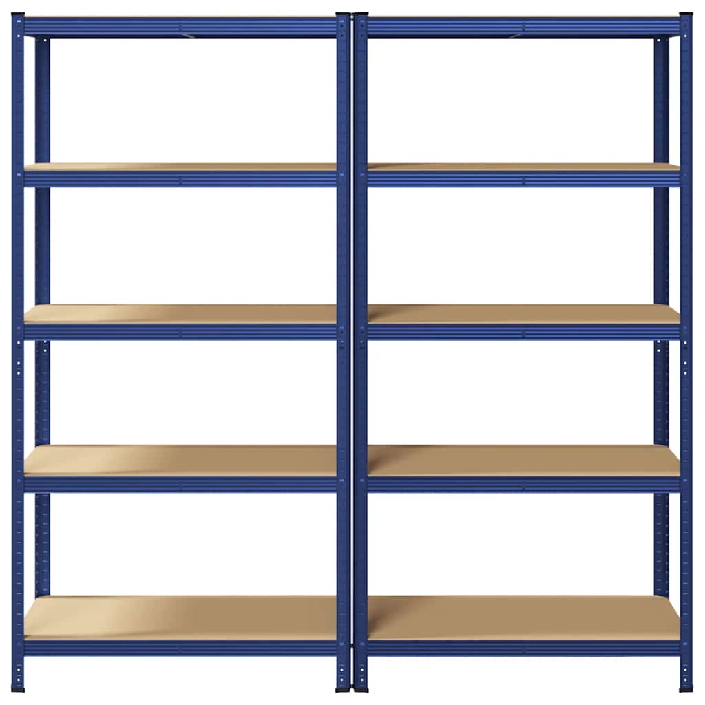 5-Layer Storage Shelves 2 pcs Blue Steel&Engineered Wood