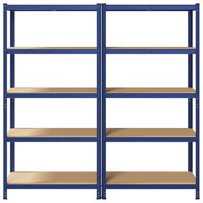 5-Layer Storage Shelves 2 pcs Blue Steel&Engineered Wood