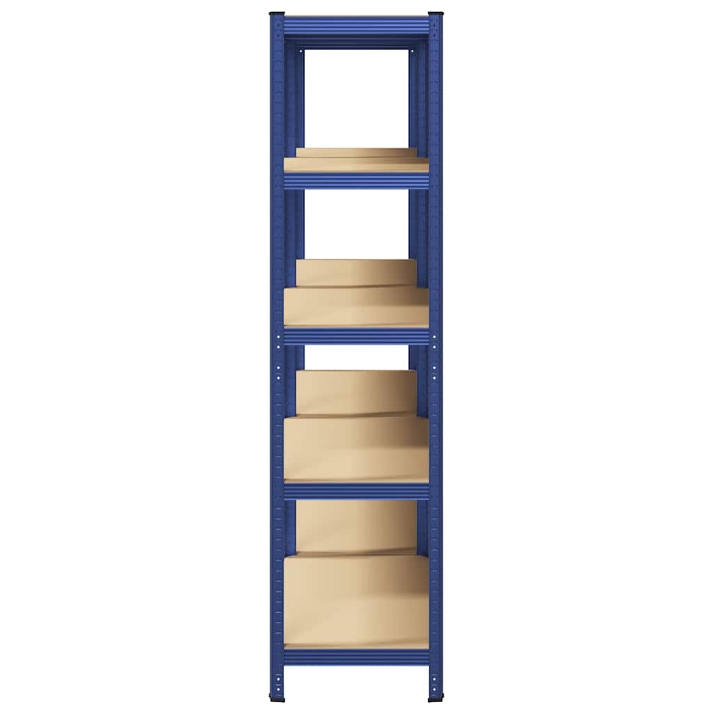 5-Layer Storage Shelves 2 pcs Blue Steel&Engineered Wood