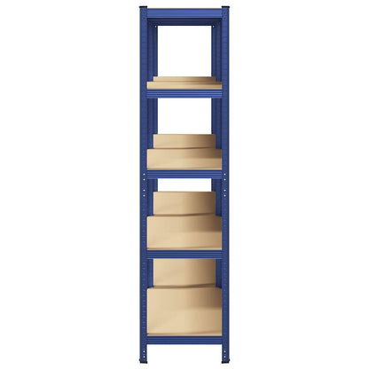 5-Layer Storage Shelves 2 pcs Blue Steel&Engineered Wood