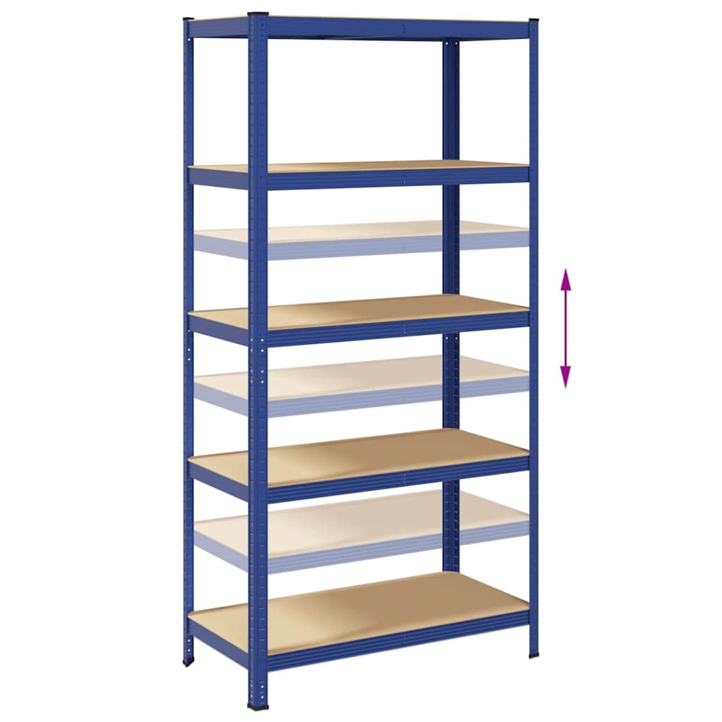 5-Layer Storage Shelves 2 pcs Blue Steel&Engineered Wood