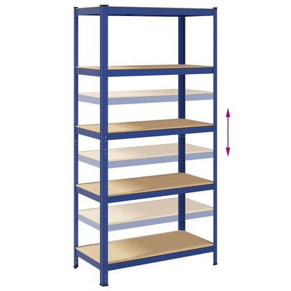5-Layer Storage Shelves 2 pcs Blue Steel&Engineered Wood