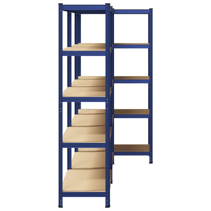 5-Layer Storage Shelves 3 pcs Blue Steel&Engineered Wood