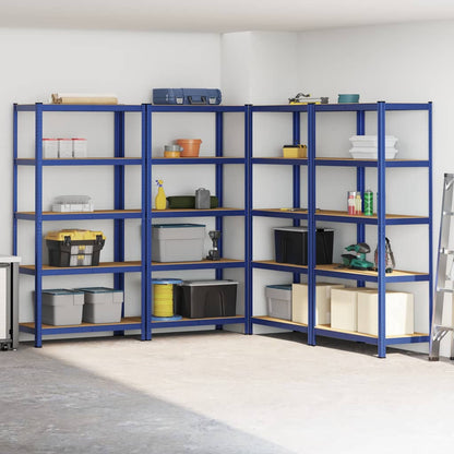 5-Layer Storage Shelves 4 pcs Blue Steel&Engineered Wood