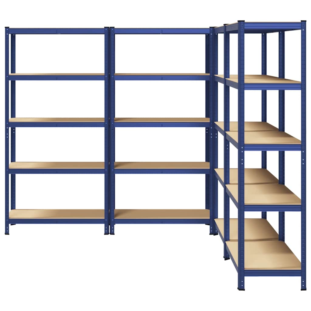 5-Layer Storage Shelves 4 pcs Blue Steel&Engineered Wood