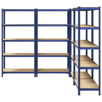 5-Layer Storage Shelves 4 pcs Blue Steel&Engineered Wood