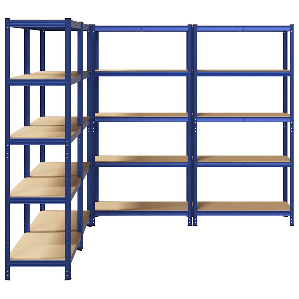 5-Layer Storage Shelves 4 pcs Blue Steel&Engineered Wood