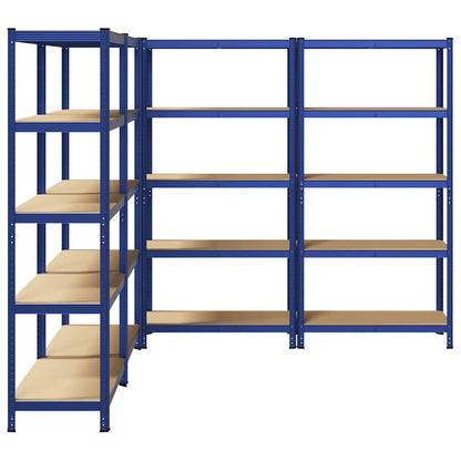 5-Layer Storage Shelves 4 pcs Blue Steel&Engineered Wood