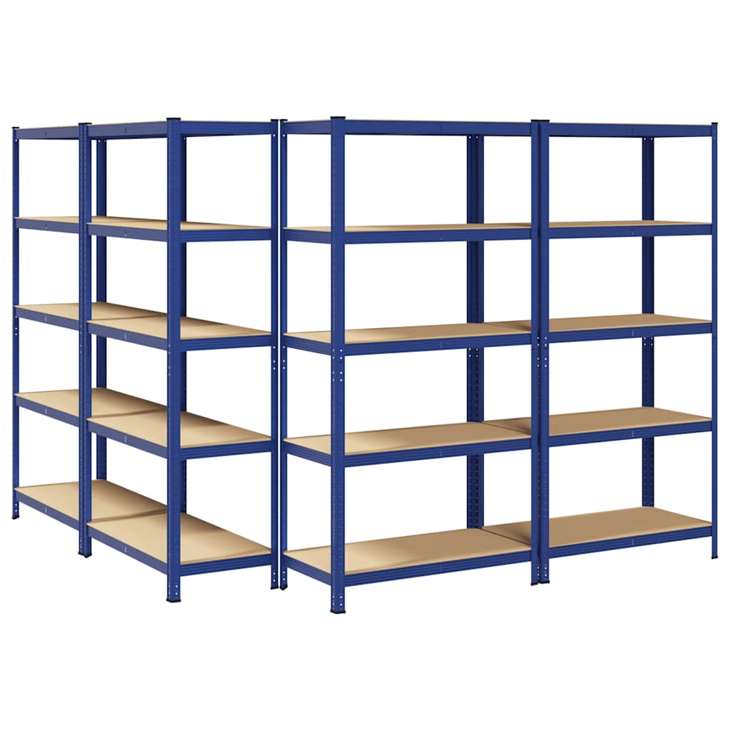 5-Layer Storage Shelves 4 pcs Blue Steel&Engineered Wood