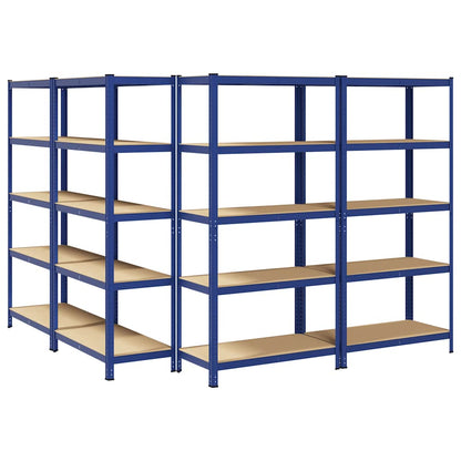 5-Layer Storage Shelves 4 pcs Blue Steel&Engineered Wood
